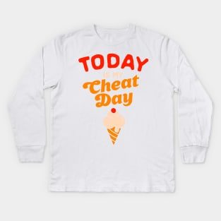 Today Is My Cheat Day Funny Food Diet Humor Kids Long Sleeve T-Shirt